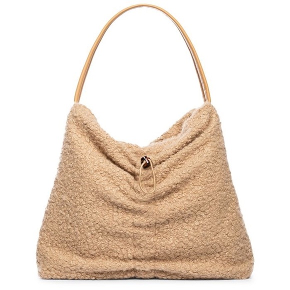 STAUD Handbags - STAUD Felix Sherpa Tote Bag In Doe Beige NWT